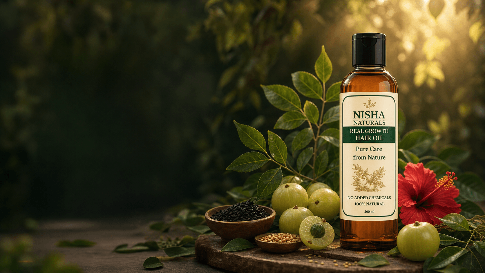 Nisha Naturals hair oil with botanicals